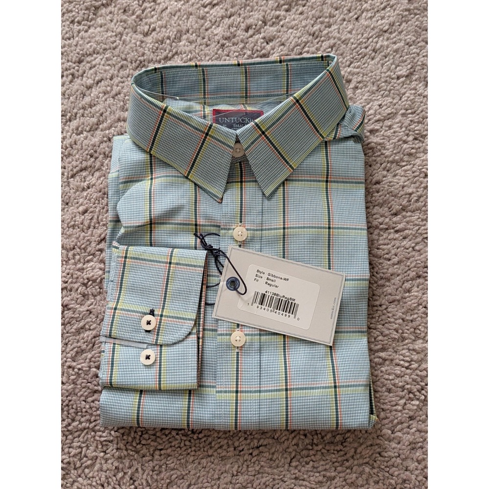 UNTUCKit Gibbons Multicolor Check Wrinkle Free Long Sleeve Dress Shirt Small NWT